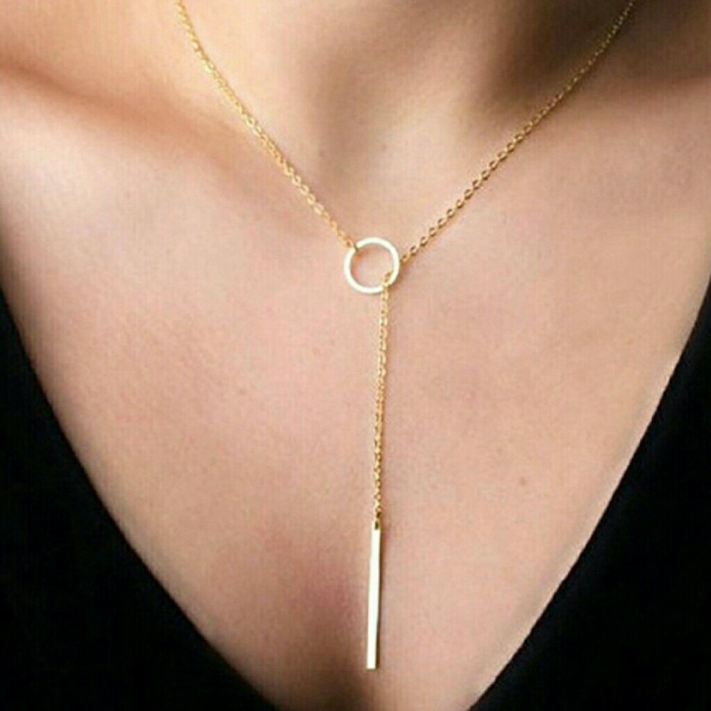 🔥2 FOR $15🔥Gold Circle/Bar Necklace & Karma Card